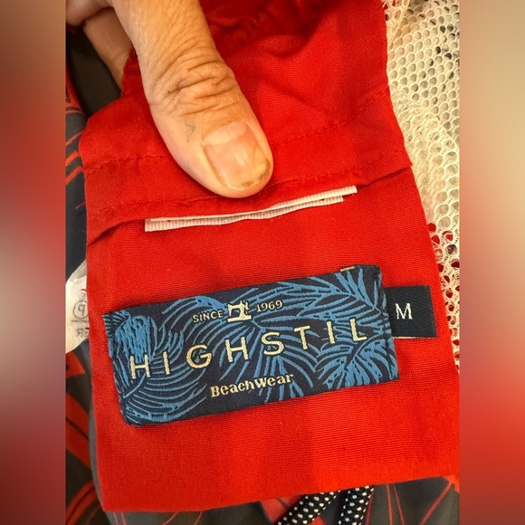 Red and Gray Men's Swim Shorts - Picture 2 of 3